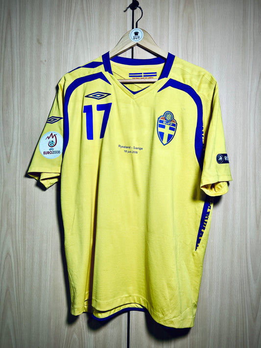Sweden 2008 Euro home Shirt LARSSON #17