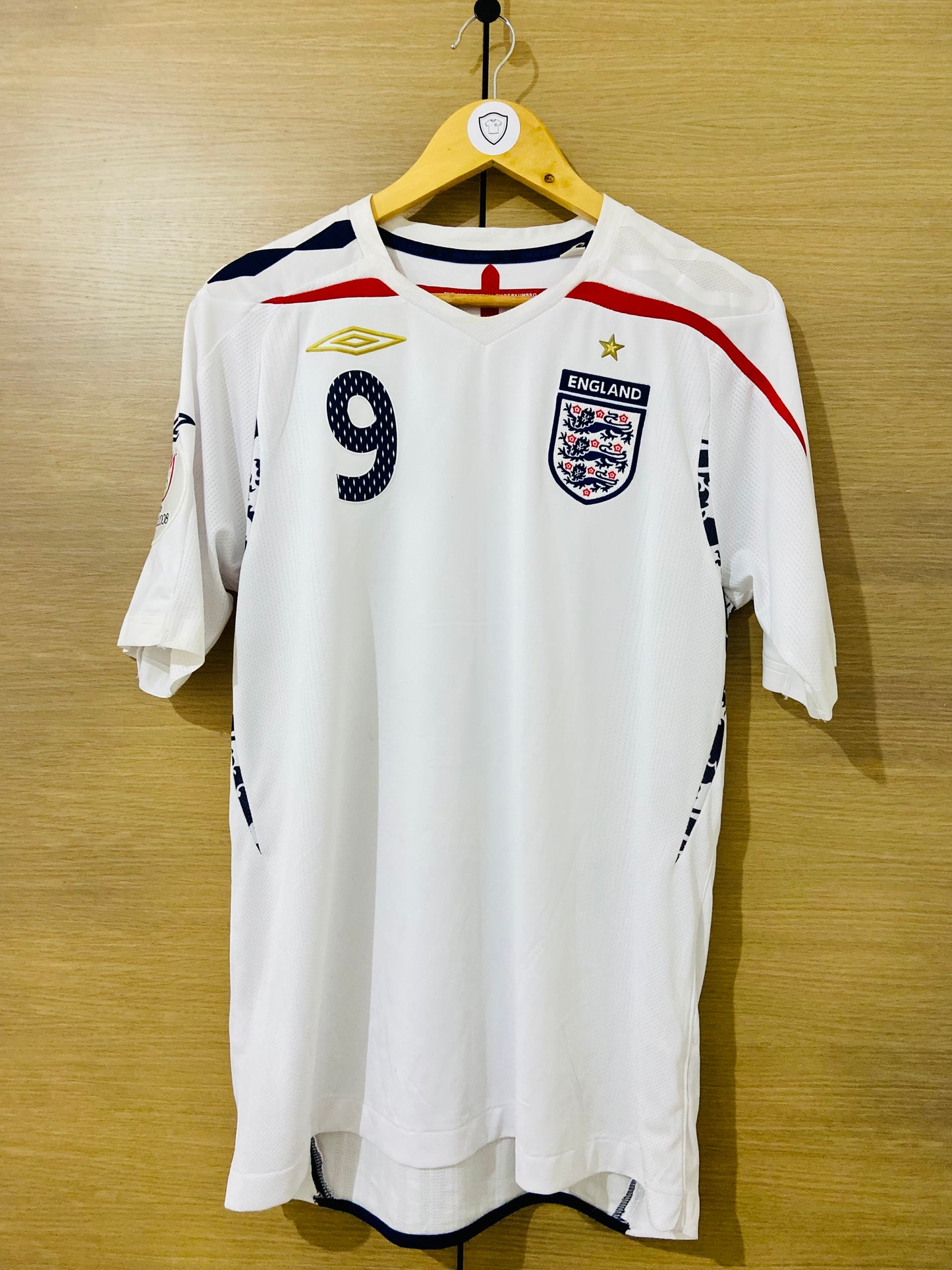 England 2007-09 Home Euro 2008 Qualifiers Shirt Rooney #9