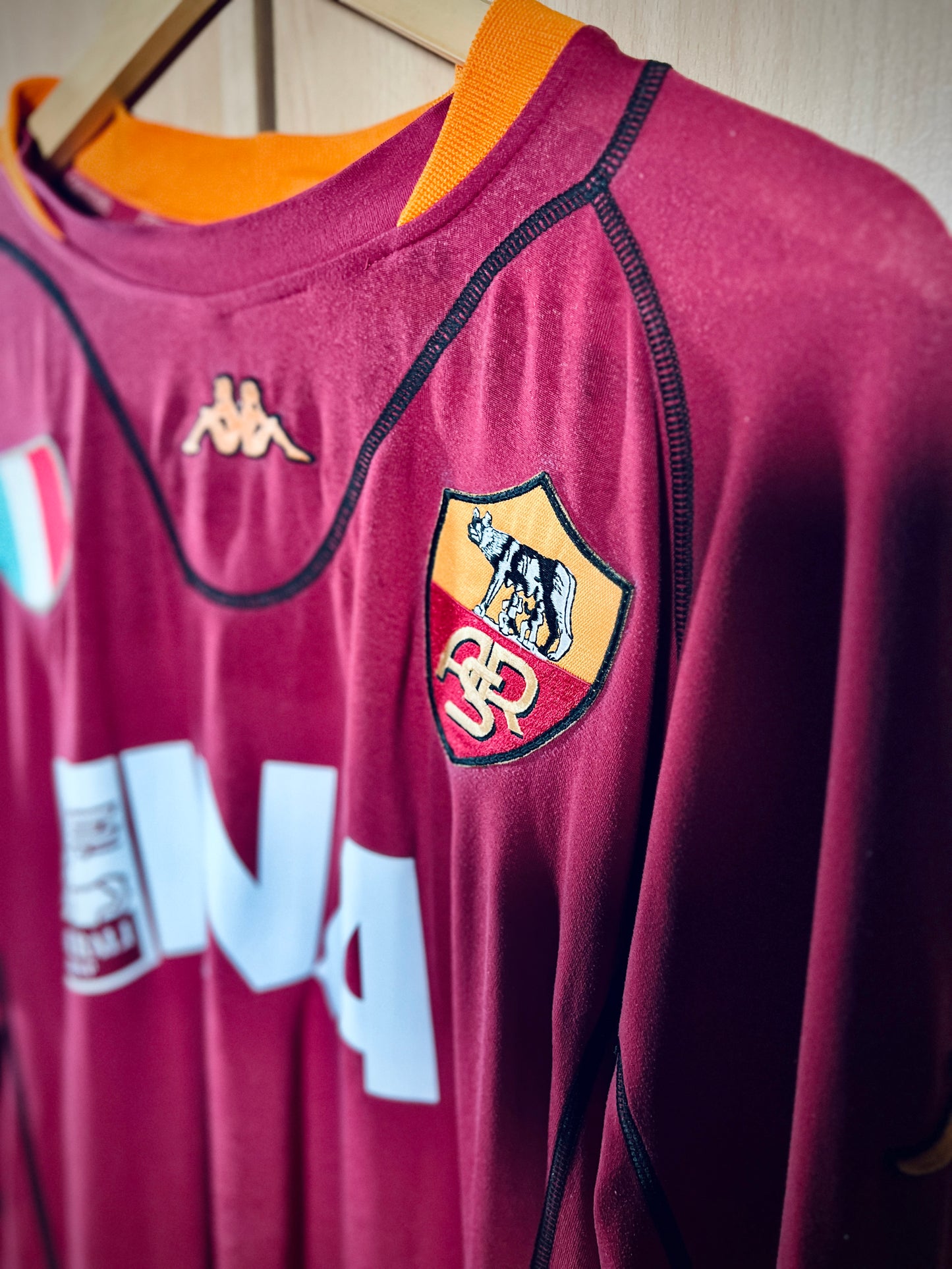 AS Roma 2001-02 Match Issue Home L/S Shirt #3 Antônio Carlos Zago