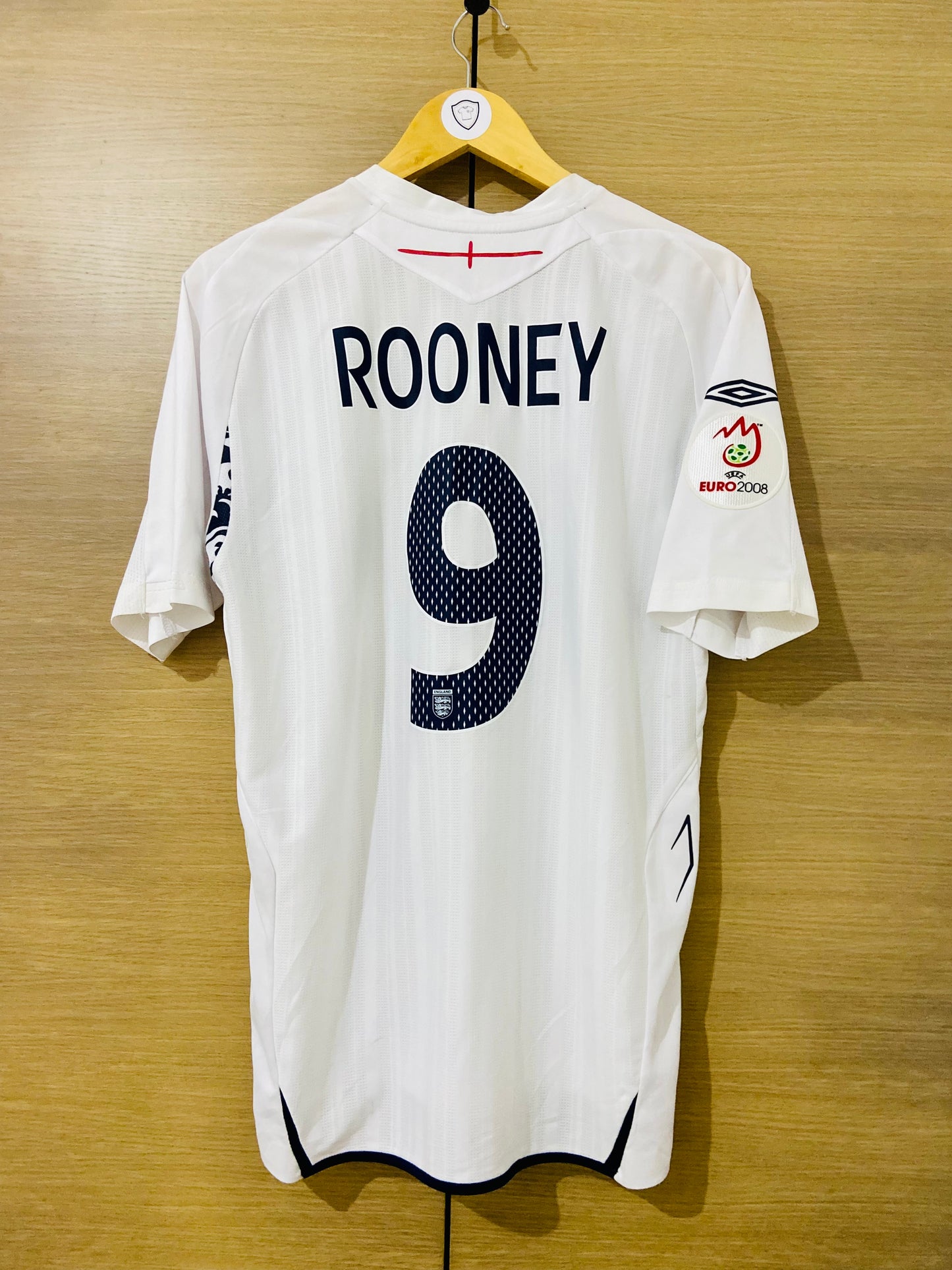 England 2007-09 Home Euro 2008 Qualifiers Shirt Rooney #9