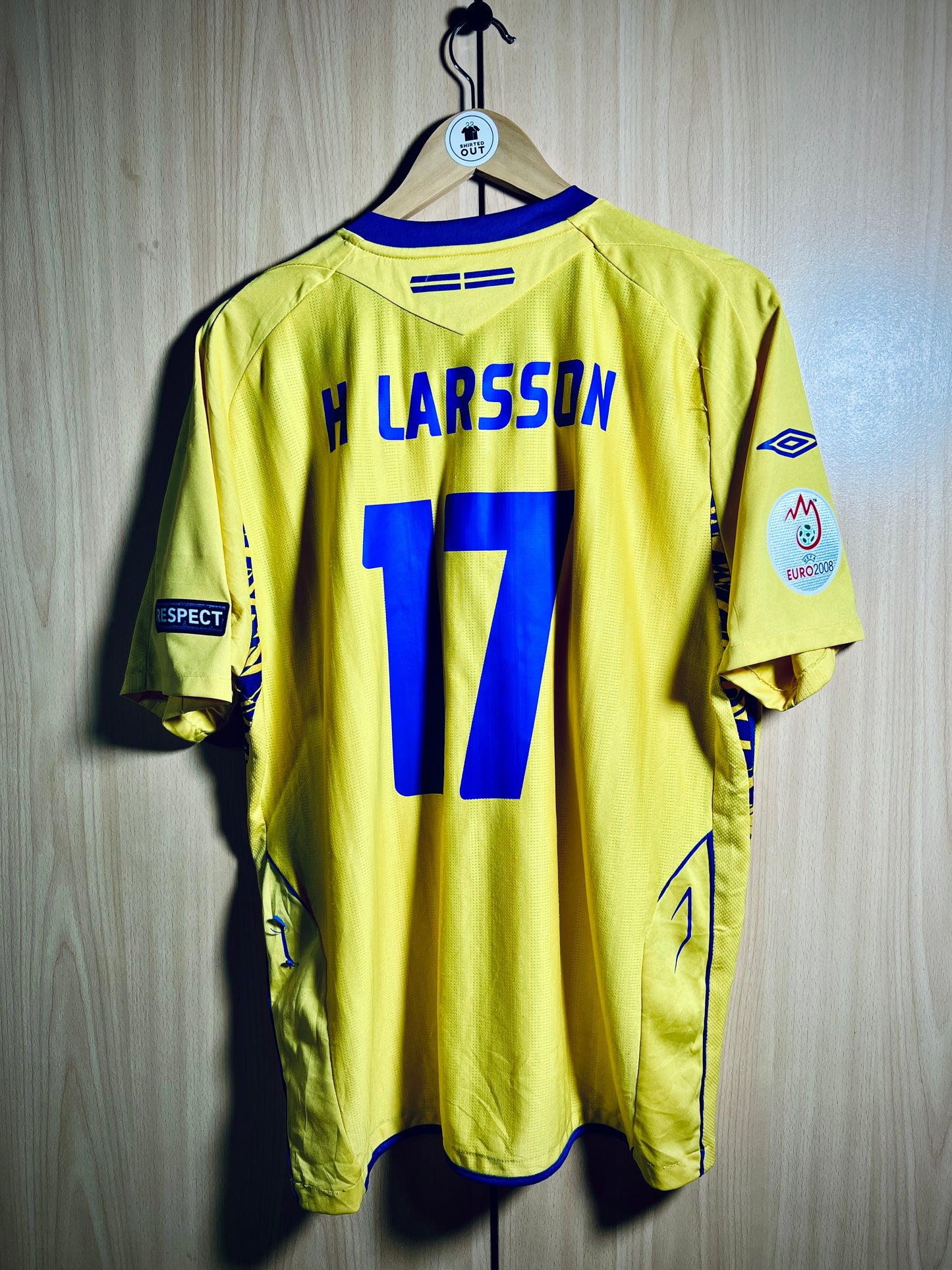 Sweden 2008 Euro home Shirt LARSSON #17