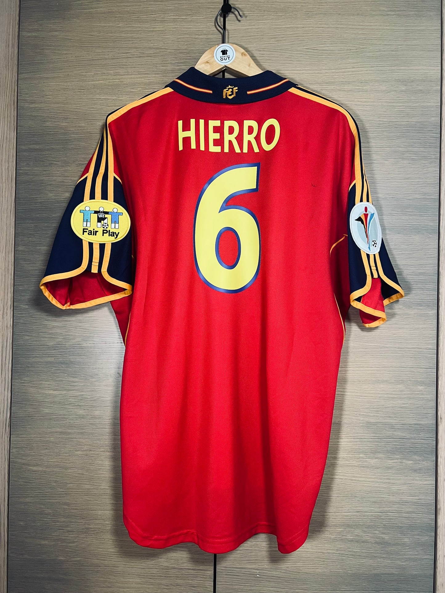 Spain 2000 Home Euro Shirt Hierro #6