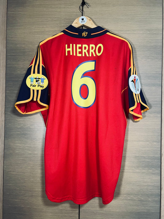 Spain 2000 Home Euro Shirt Hierro #6