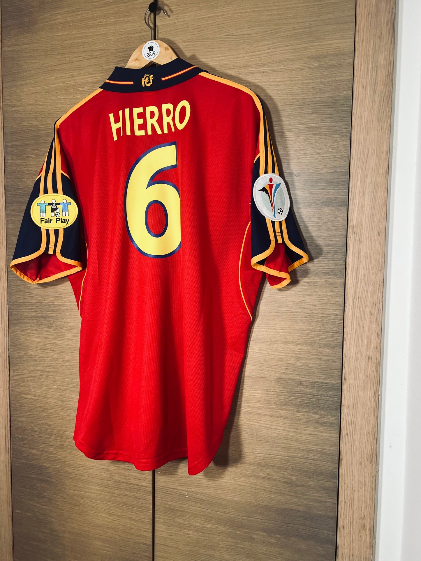 Spain 2000 Home Euro Shirt Hierro #6