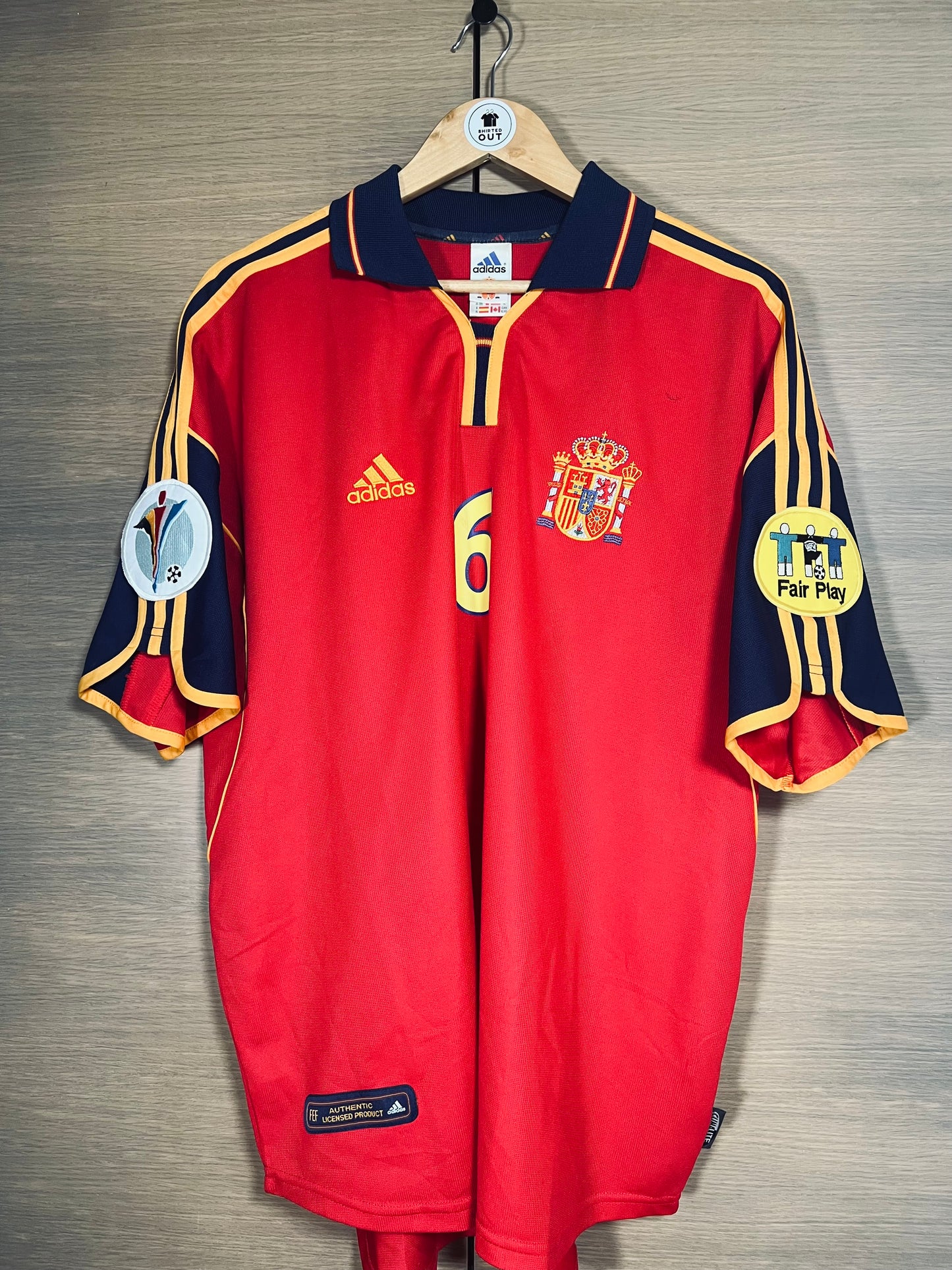 Spain 2000 Home Euro Shirt Hierro #6